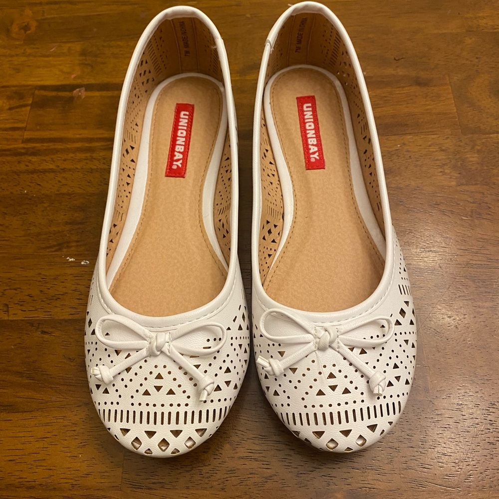 Unionbay White Boho Ballet Flats